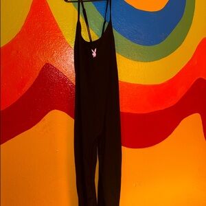 PLAYBOY Black Jumpsuit with Pink Bunny Logo